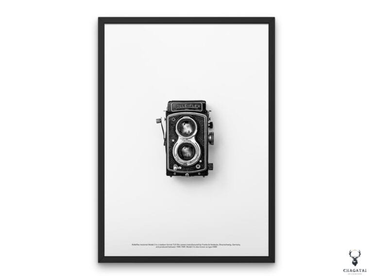 Retro Rolleiflex Camera Monochrome Poster