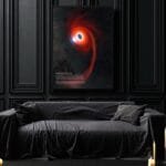 Astronomy Black Hole Poster showing star torn apart by black hole, space science wall print for students