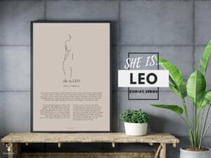 She is Leo Minimalist Zodiac Home Decor