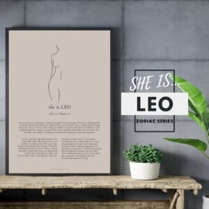 She is Leo Minimalist Zodiac Home Decor