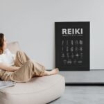 Reiki master symbols poster with Cho Ku Rei, Dai Ko Myo, Sei He Ki, perfect for Reiki practice.