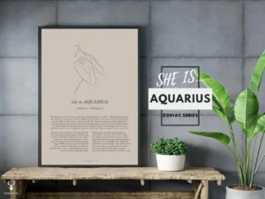 She is Aquarius Minimalist Zodiac Home Decor