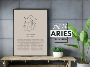 She is Aries Minimalist Zodiac Home Decor