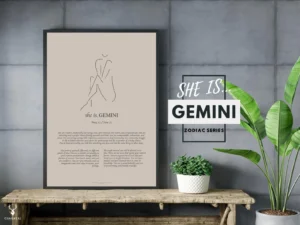 She is Gemini Minimalist Zodiac Home Decor