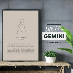 She is Gemini Minimalist Zodiac Home Decor