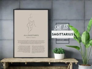 She is Sagittarius Minimalist Zodiac Home Decor