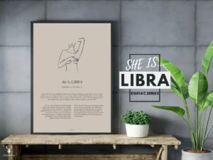 She is Libra Minimalist Zodiac Home Decor