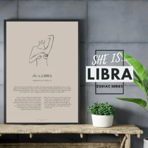 She is Libra Minimalist Zodiac Home Decor