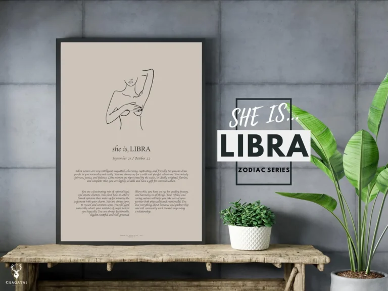 She is Libra Minimalist Zodiac Home Decor