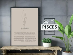 She is Pisces Minimalist Zodiac Home Decor