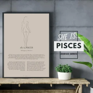 She is Pisces Minimalist Zodiac Home Decor