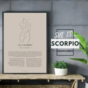 She is Scorpio Minimalist Zodiac Home Decor