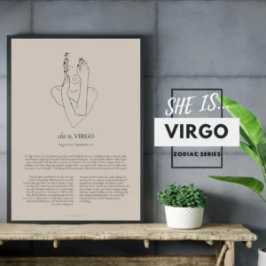 She is Virgo Minimalist Zodiac Home Decor
