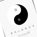 Taoist Yin Yang symbol artwork representing harmony and balance, designed as a teaching and decorative wall print.