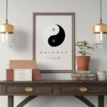 Zen Balance poster with Yin Yang design, emphasizing Eastern philosophy and spiritual wall decor.