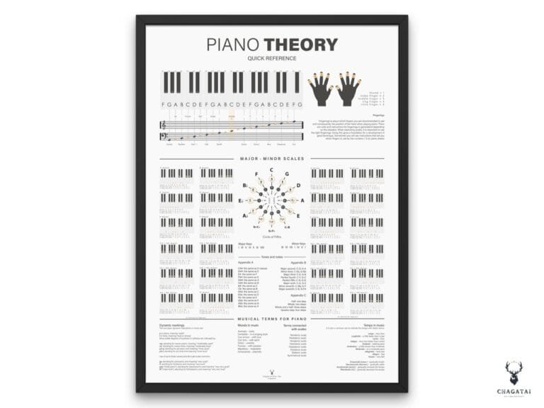 Piano Theory Notes Chart Poster