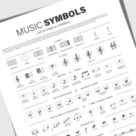 Symbols in music chart for students and music teachers