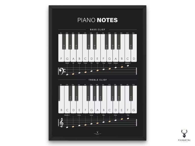 Piano Notes Chart Poster Beginners