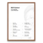 Bill Gates Poster showing 10 unbreakable laws of success, motivational office wall art for entrepreneurs and students