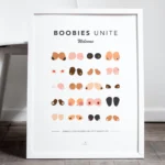 Female body line art poster celebrating boobie diversity and gender equality in art.