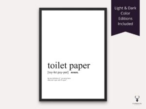 Toilet Paper Definition Bathroom Wall Decor - 2 Colors Edition