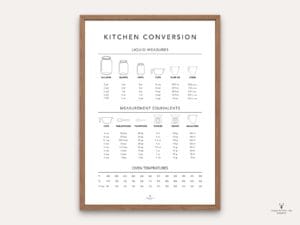 Kitchen Conversion & Oven Temperature Cheat Sheet - Light Edition