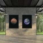 Mars and Earth Poster set designed as an educational astronomy print for schools.
