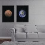 Mars and Earth Poster showcasing planetary details within the solar system theme.