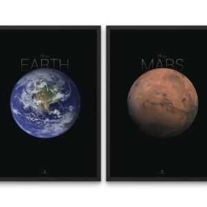 High-resolution Mars and Earth Poster showing planetary details for astronomy lovers and classrooms.