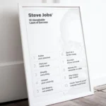 Office wall decor poster featuring Steve Jobs Success Laws in bold minimalist typography