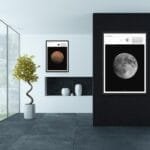 Infographic style Moon Poster with facts, lunar cycle, educational space wall art for classrooms and children’s science rooms