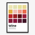 Modern wine color poster with spectrum of red and rosé shades for sommeliers and wine lovers