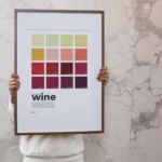 Wine chart wall poster featuring shades of red wine for bar and restaurant décor