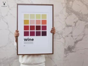 Wine chart wall poster featuring shades of red wine for bar and restaurant décor