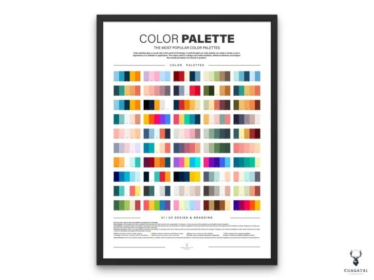 Color Palette digital poster featuring a curated selection of professional color schemes for designers, branding experts, and creative studios worldwide.