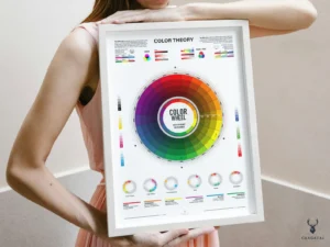 CMYK and RGB color chart with HEX reference for design professionals