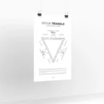 Minimal black and white design process print serving as innovation process reference in a modern office.