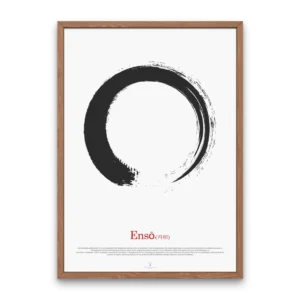 Minimalist Ensō Zen circle poster in Japanese calligraphy style, meditation wall art for spiritual and modern decor.