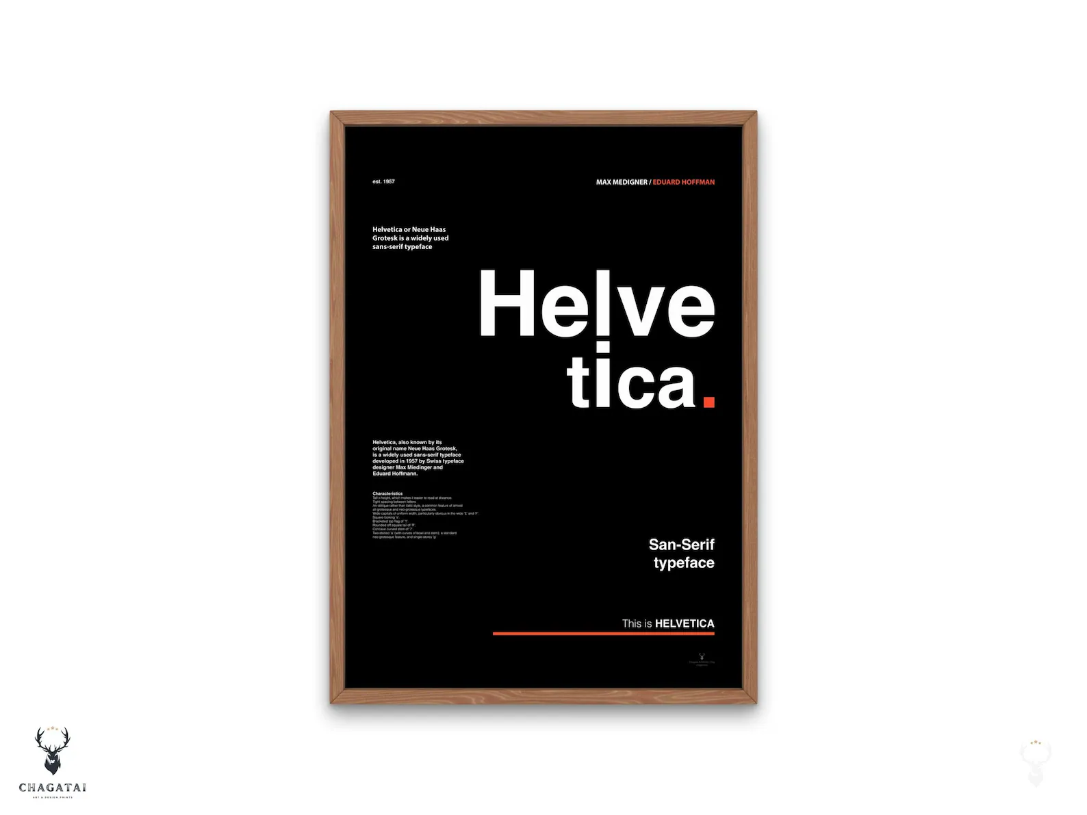 Helvetica Letter Poster with large typography composition on dark background.