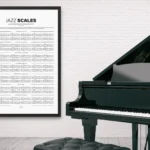 Jazz Scales Chart with modal scales reference for piano improvisation and jazz music learning.