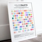 Printable Pastel Colors Palette digital poster with soft pastel tones, designed as a professional color reference for UI/UX and branding projects.