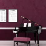 Educational pentatonic scales cheat sheet poster for piano and music classrooms.