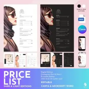 Editable Beauty Salon Price List Canva Template