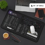 Logic Pro desk mat positioned with a keyboard, showcasing its practical design for producers and engineers