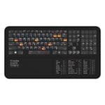 Top view of Adobe Graphic Designer Windows shortcut desk mat showing Illustrator, InDesign, and Photoshop shortcuts for designers and creatives