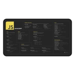 Javascript Cheat Sheet Desk Mat, Programming Desk Pad, Computer Science Study Tool, Developer Gift, Office Tech Accessories