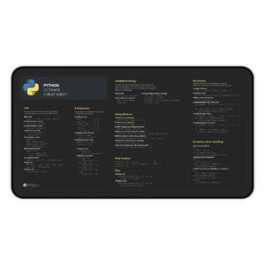 Ultimate Python Cheat Sheet Desk Mat for Programmers, Stylish Office Decor, Gift for Tech Enthusiasts, Study Aid, Workstation Accessory