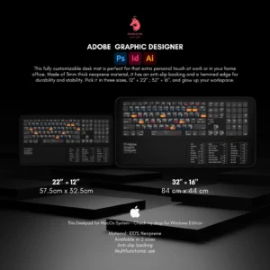 Adobe Graphic Designer Mac desk mat placed in a professional studio setup, enhancing workflow efficiency for design projects.