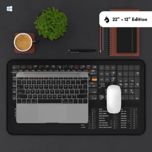 Packaging of the Adobe Graphic Designer Windows shortcut desk mat, emphasizing quality and premium appeal