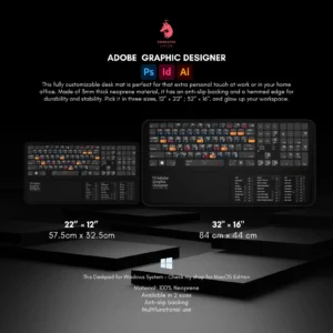 The desk mat placed with keyboard and mouse on a Windows workstation, showcasing its sleek design